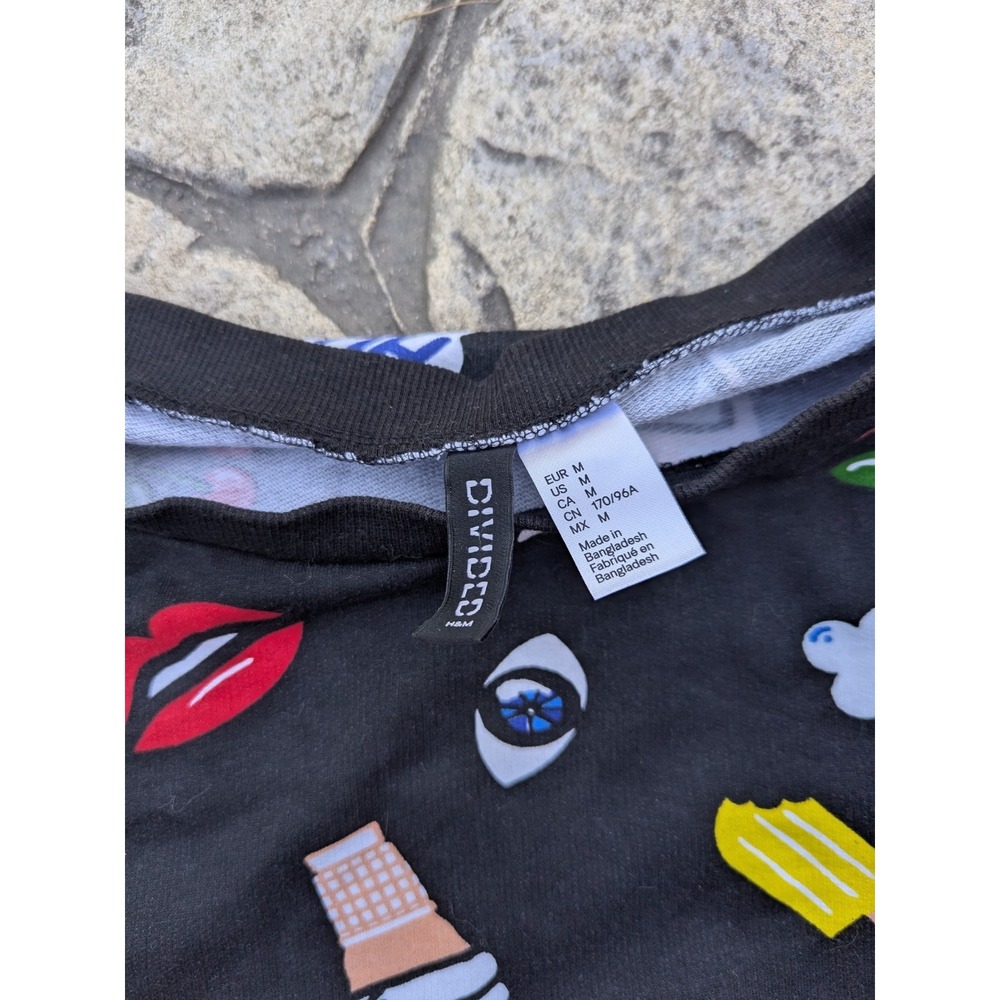Divided‎ H&M Sweatshirt Top Size M Long Sleeve Crew Neck Cotton Pizza Ice Cream - Picture 5 of 10